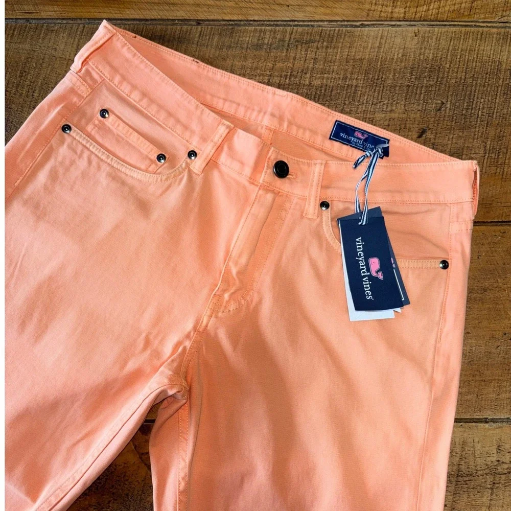 NWT Vineyard Vines Mens Broken Twill 5 Pocket Pants Melon Straight Leg 32x32